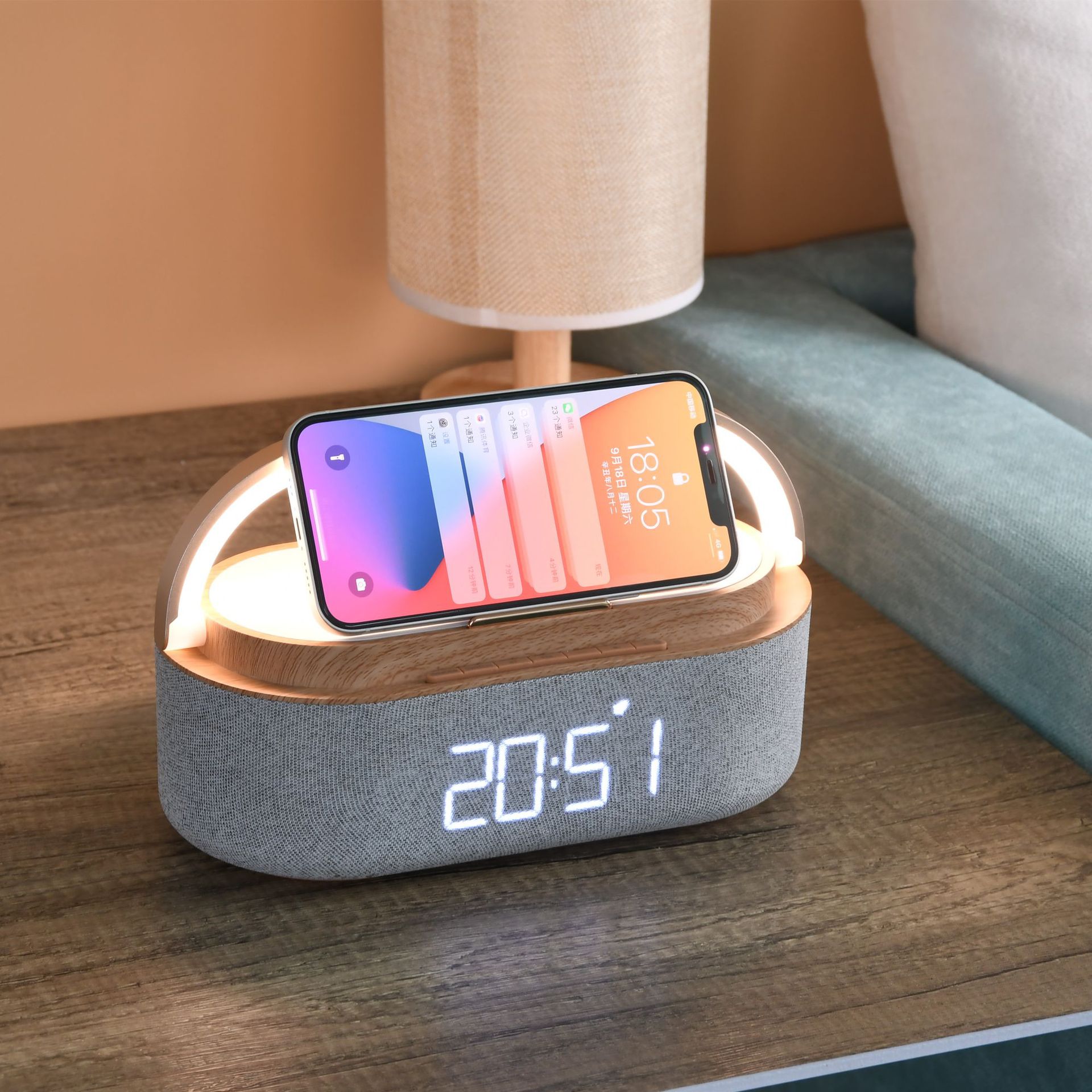 Celestial Harmony 15W Wireless Charger Glow Light Speaker MrsGenie Celestial Harmony 15W Wireless Charger Glow Light Speaker MrsGenie