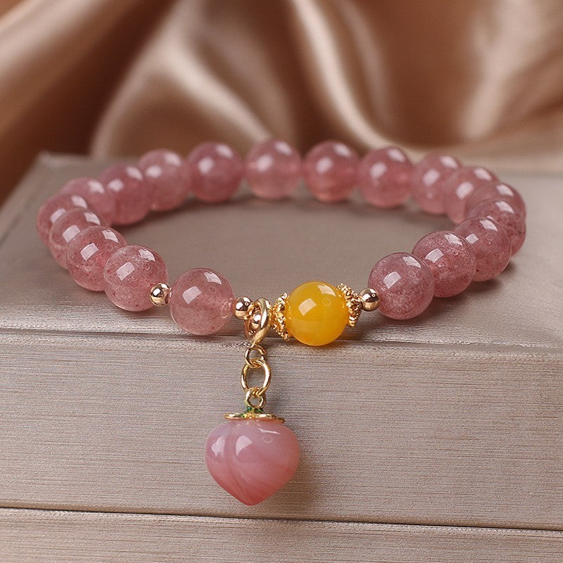 Adorable Strawberry Quartz Love Energy Bracelet đź’– Sweet Charm Beaded Jewellery: