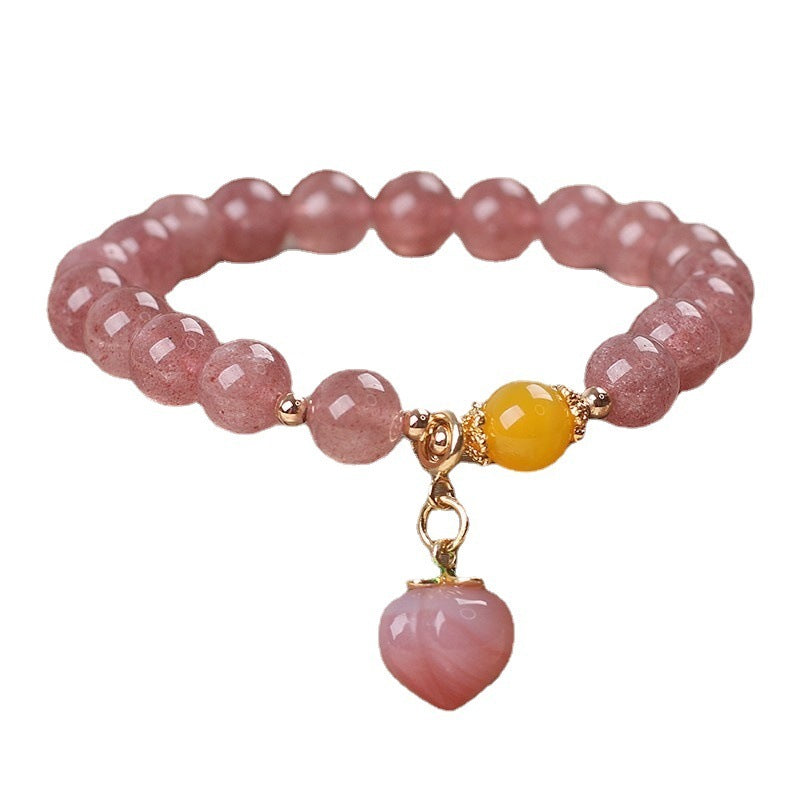 Adorable Strawberry Quartz Love Energy Bracelet đź’– Sweet Charm Beaded Jewellery: