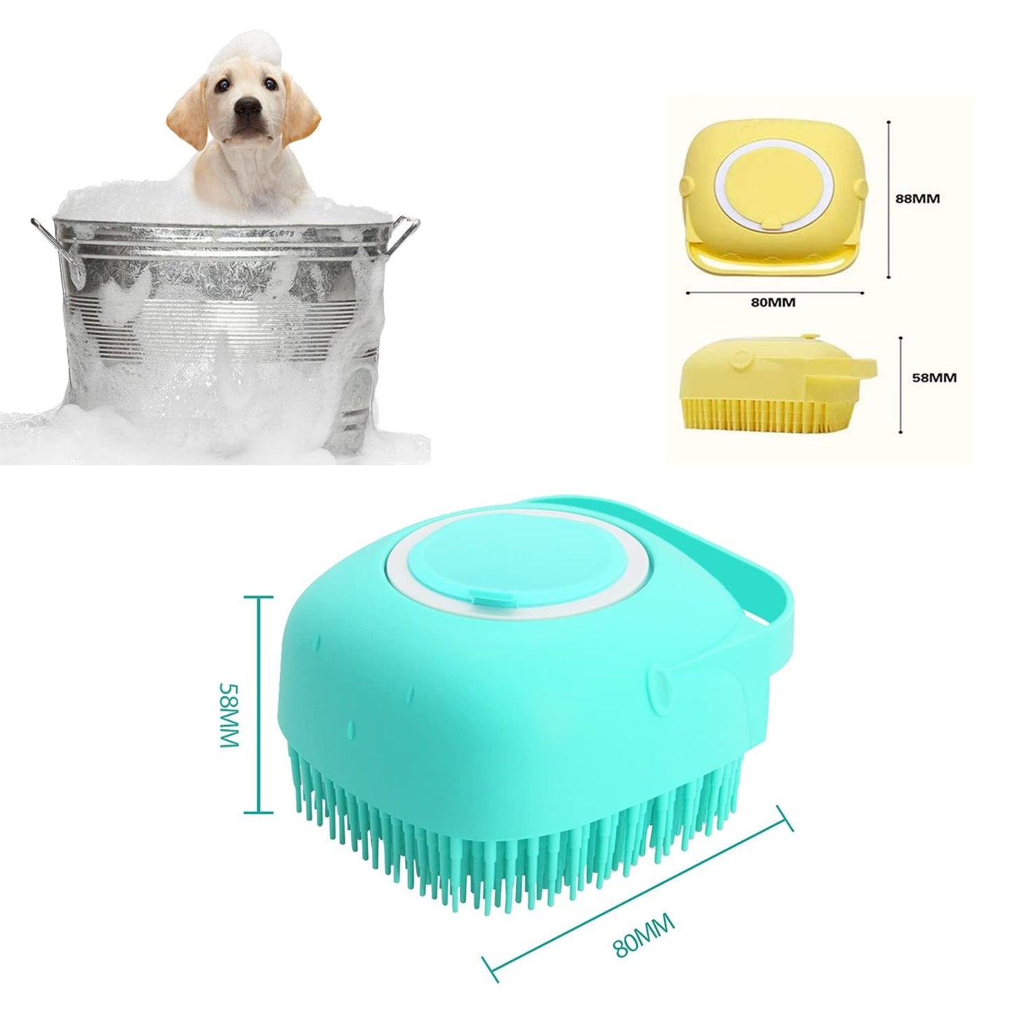 Pet G2-in-1 Pet Grooming Brush & Soap Dispenser | Silicone Bristles for Dogs & Cats – Long/Short Hair Friendly
