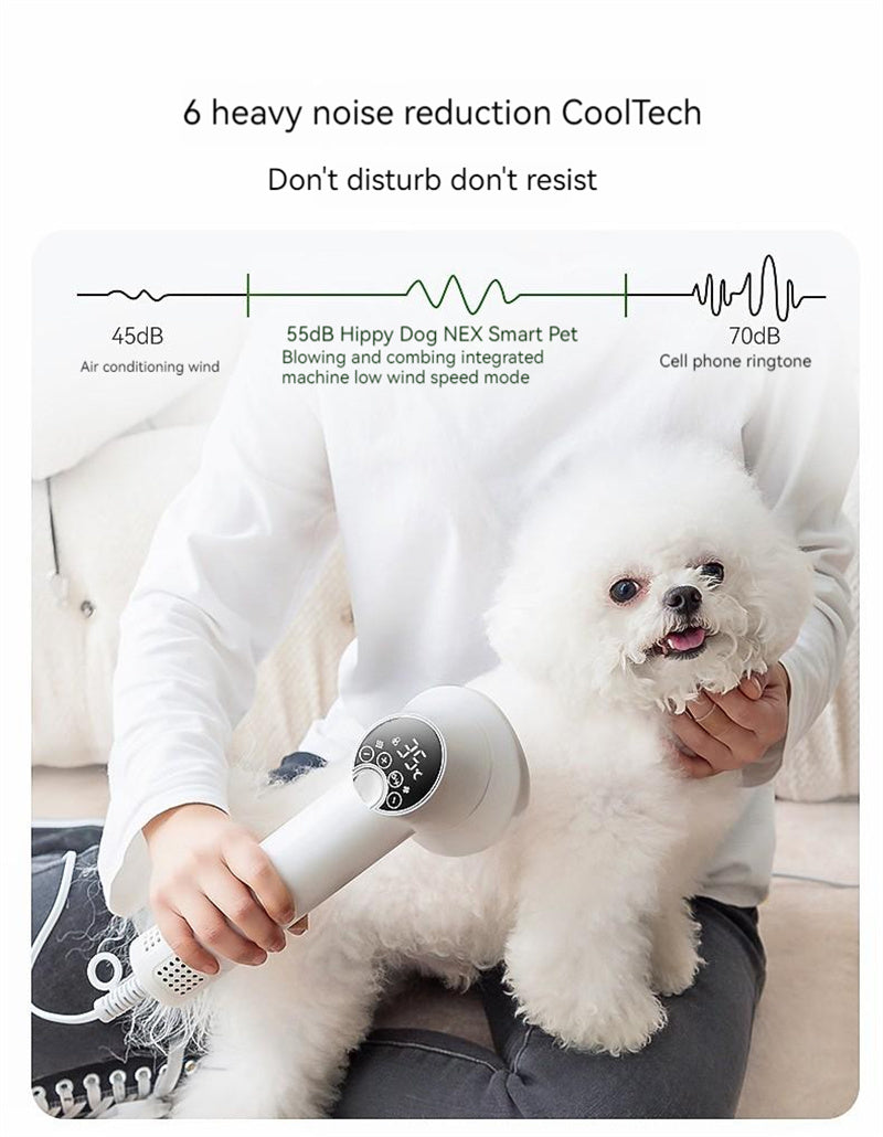 NEX GentleForce Pro Pet Grooming Dryer | 2-in-1 Blow & Comb Machine for Dogs/Cats – Silent & Safe (White/Purple)