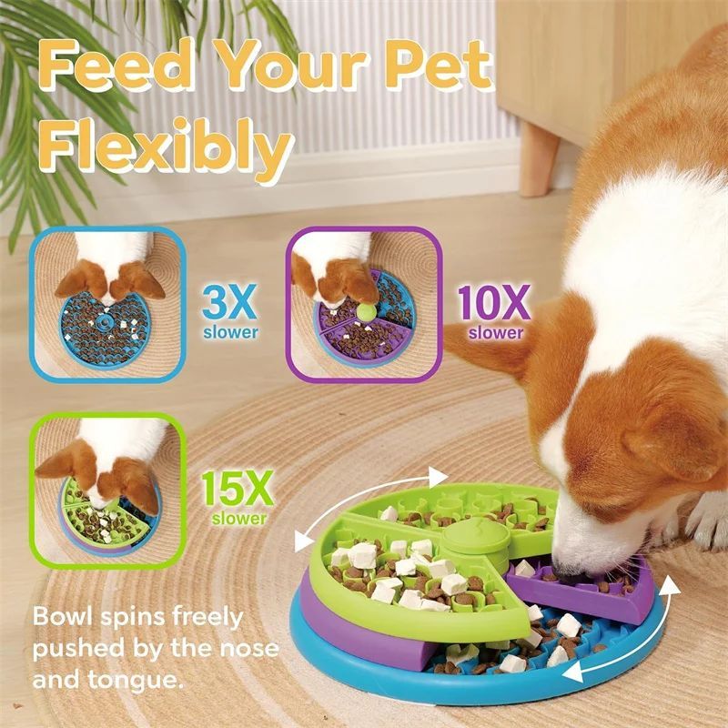 3-Tier Slow Feeder Dog Bowl | Anti-Choking Puzzle Toy with Non-Slip Base – Puppy-Safe Durable PP Design