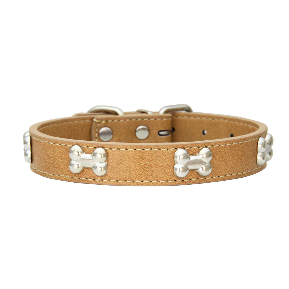 Adjustable PU Leather Dog Collar | 4 Vibrant Colors, 4 Sizes with Alloy Bone Buckle – Stylish & Secure Pet Collar for All Breeds