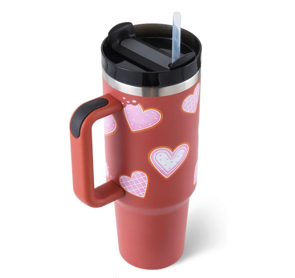 💋 Dream Pop – 40oz Insulated Tumbler with Handle (Heart & Laser Styles)