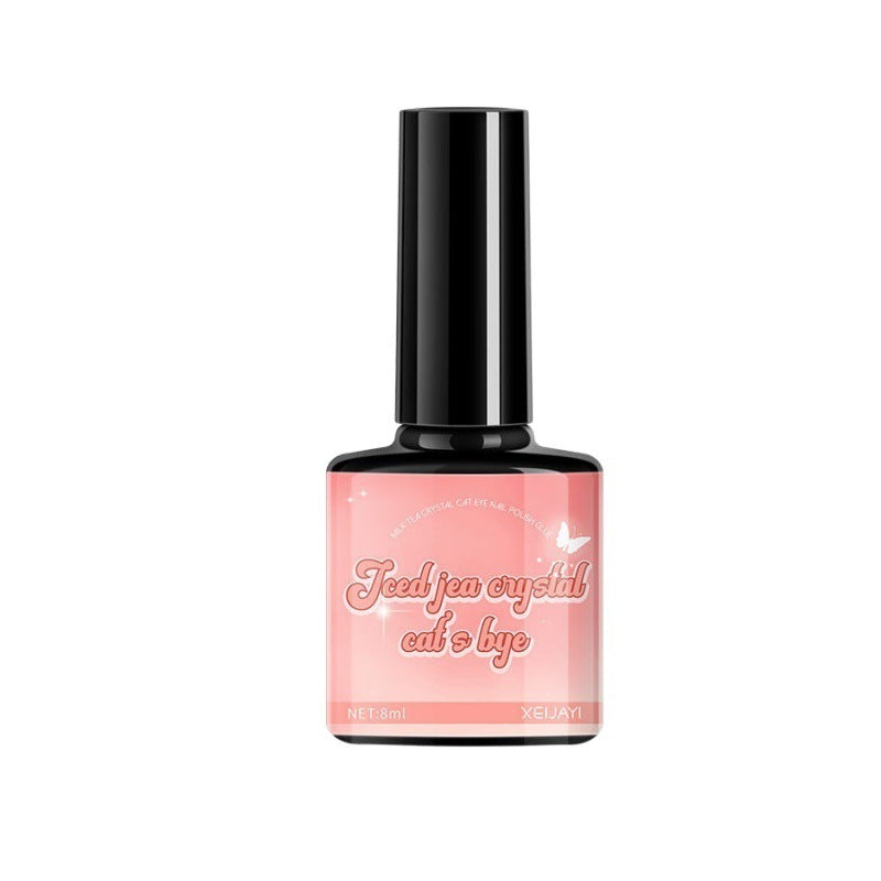 Iced Tea Crystal Cat Eye Gel Polish ✨ Frosted Shimmer & Quick-Dry Formula | Salon-Grade Chip-Resistant Nail Colour