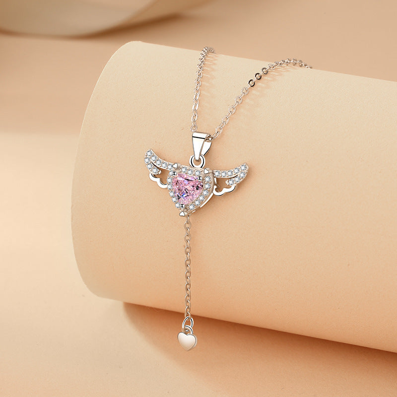 💖 Cupid's Wing – Angel Heart Pendant Necklace (Adjustable)
