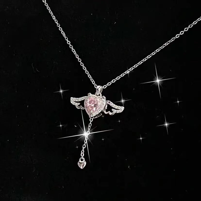 💖 Cupid's Wing – Angel Heart Pendant Necklace (Adjustable)