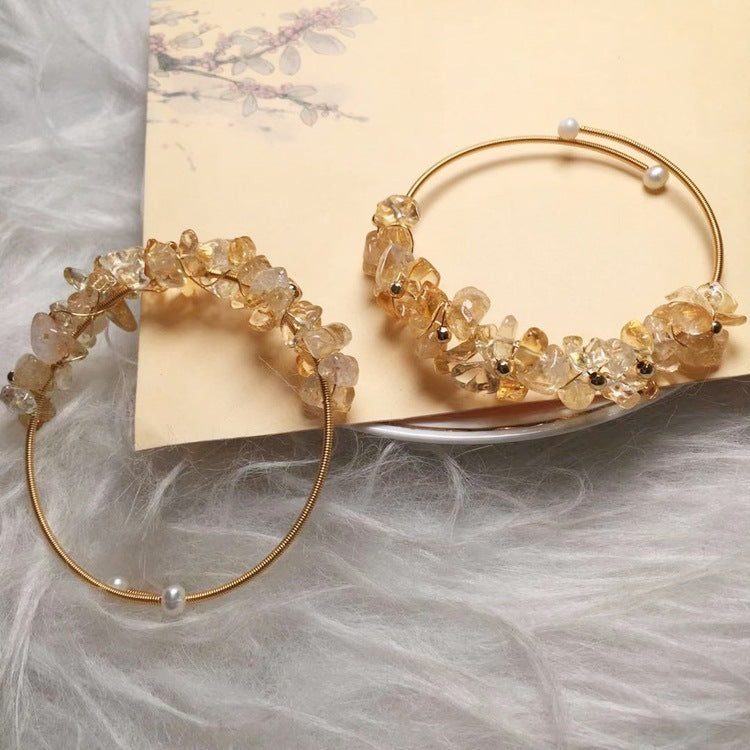 Gold-Tone Citrine Bracelet • Wire-Wrapped Wealth Vibes for Bold Energy