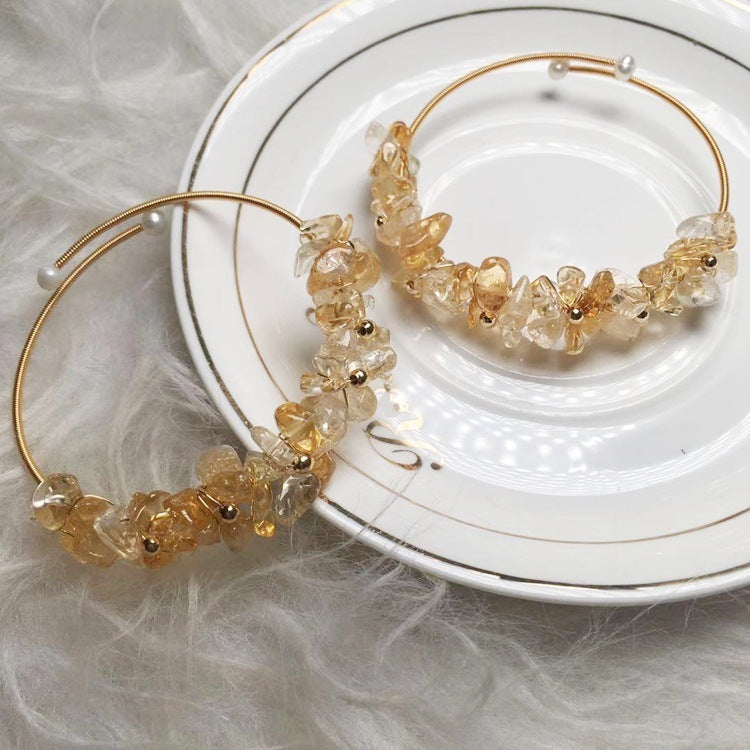 Gold-Tone Citrine Bracelet • Wire-Wrapped Wealth Vibes for Bold Energy