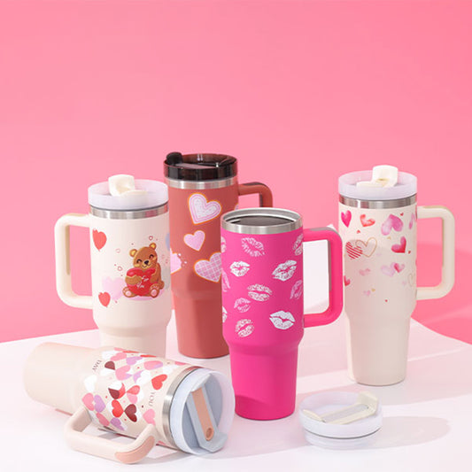 💋 Dream Pop – 40oz Insulated Tumbler with Handle (Heart & Laser Styles)