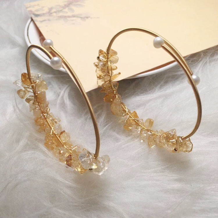 Gold-Tone Citrine Bracelet • Wire-Wrapped Wealth Vibes for Bold Energy