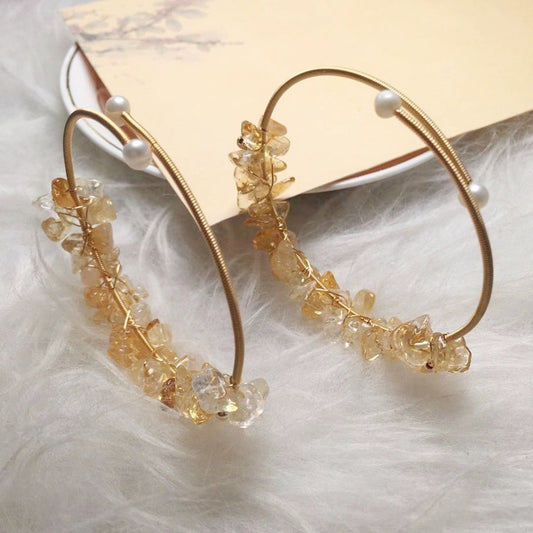 Gold-Tone Citrine Bracelet • Wire-Wrapped Wealth Vibes for Bold Energy