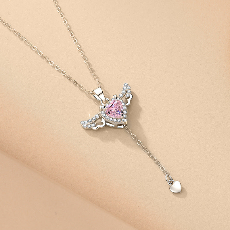 💖 Cupid's Wing – Angel Heart Pendant Necklace (Adjustable)